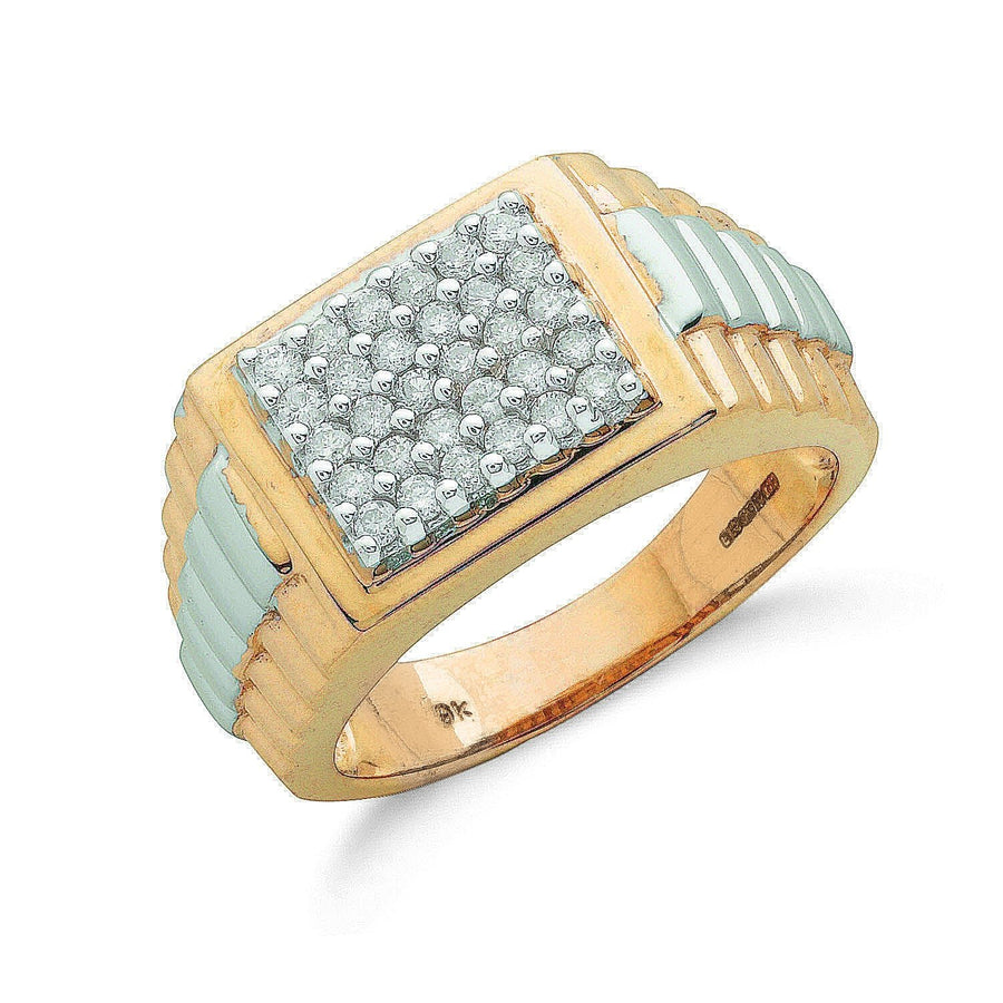 Pave Diamond Ring 0.50ct H-SI Quality in 9K Yellow Gold - My Jewel World