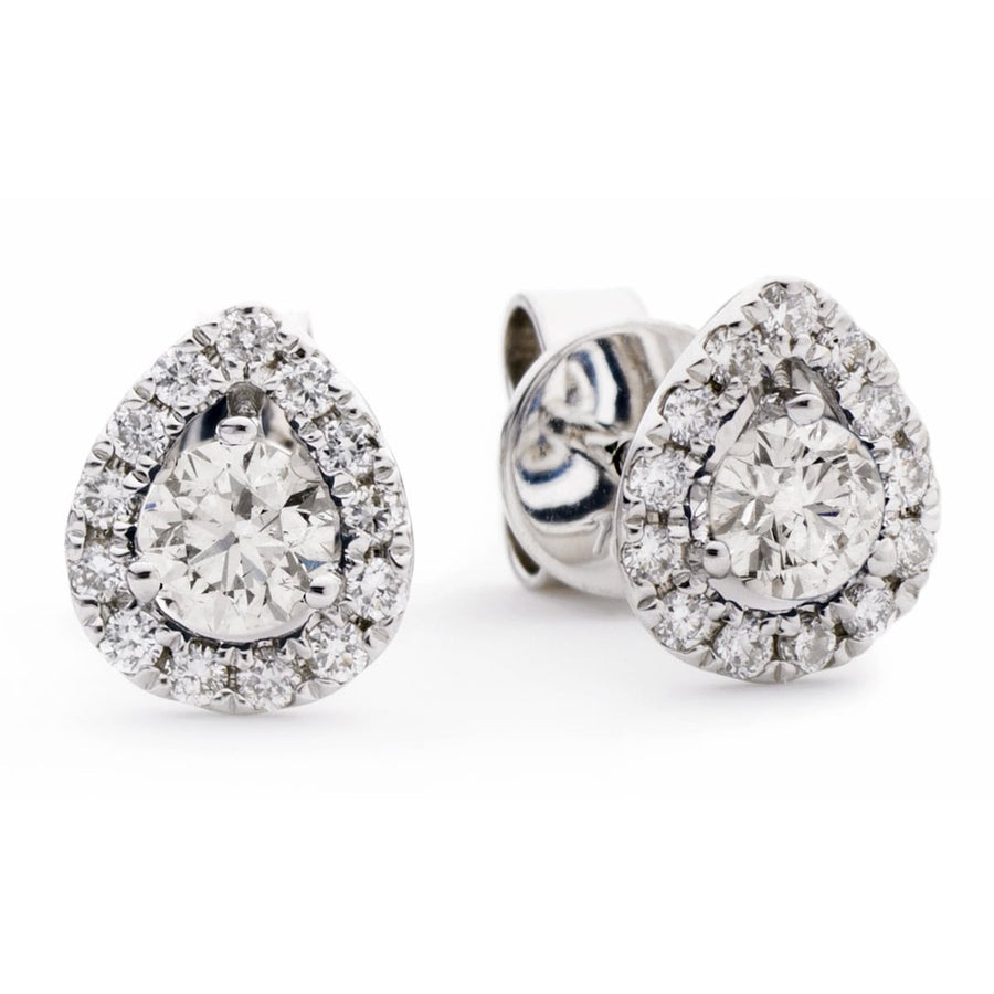 Pear Halo Diamond Earrings 0.60ct G-SI Quality in 9k White Gold - My Jewel World