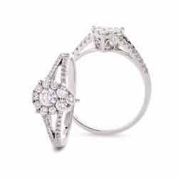 Pear Shape Diamond Cluster Ring 0.60ct F-VS Quality in 18k White Gold - My Jewel World