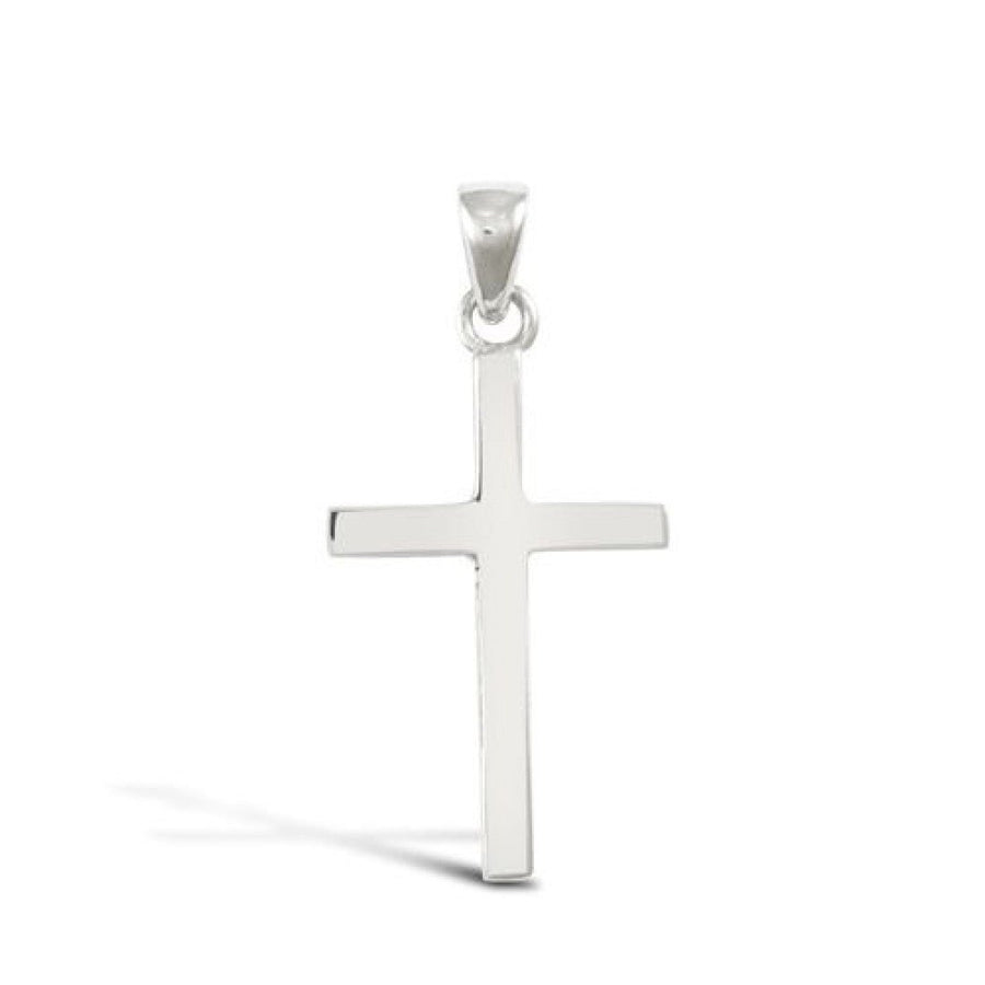 Plain Solid Cross Pendant Necklace in 18ct White Gold 2.6g - My Jewel World