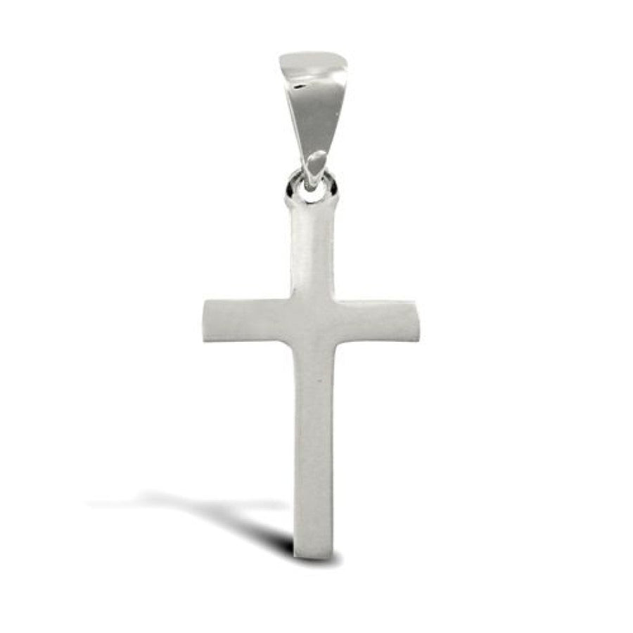 Plain Solid Cross Pendant Necklace in 9ct White Gold 0.7g - My Jewel World