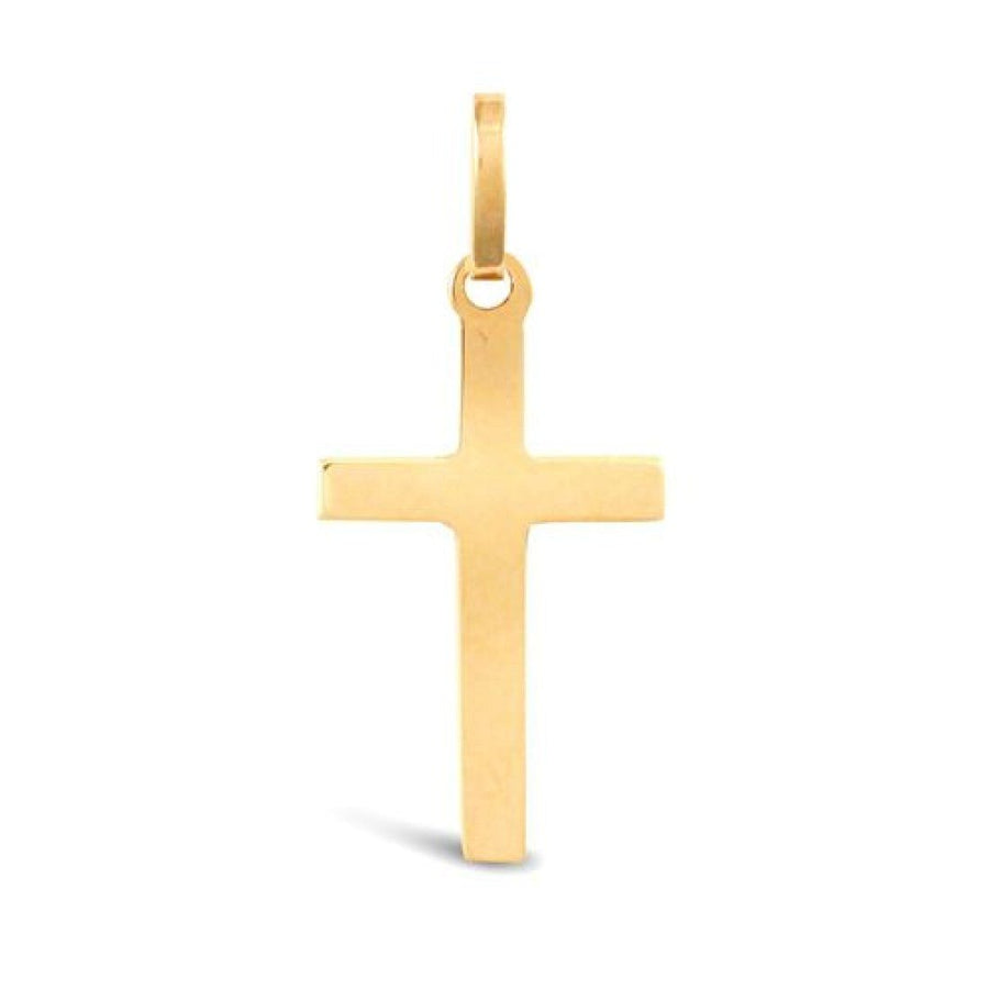 Plain Solid Cross Pendant Necklace in 9ct Yellow Gold 0.7g - My Jewel World