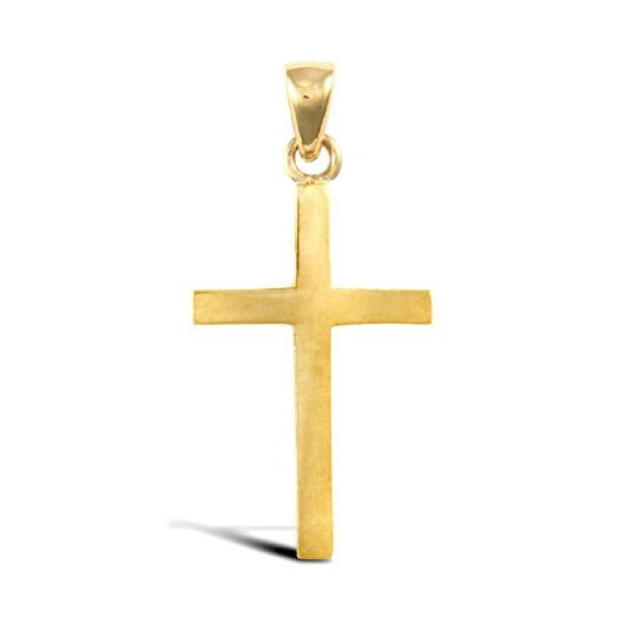 Plain Solid Cross Pendant Necklace in 9ct Yellow Gold 2.1g - My Jewel World