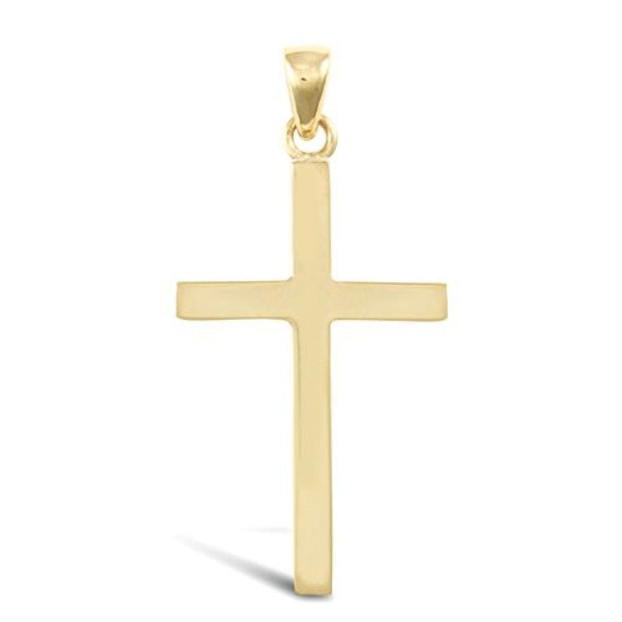 Plain Solid Cross Pendant Necklace in 9ct Yellow Gold 4.2g - My Jewel World