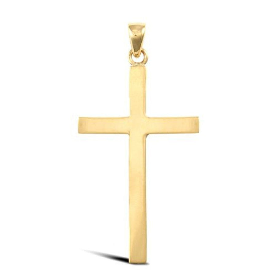 Plain Solid Cross Pendant Necklace in 9ct Yellow Gold 6.0g - My Jewel World
