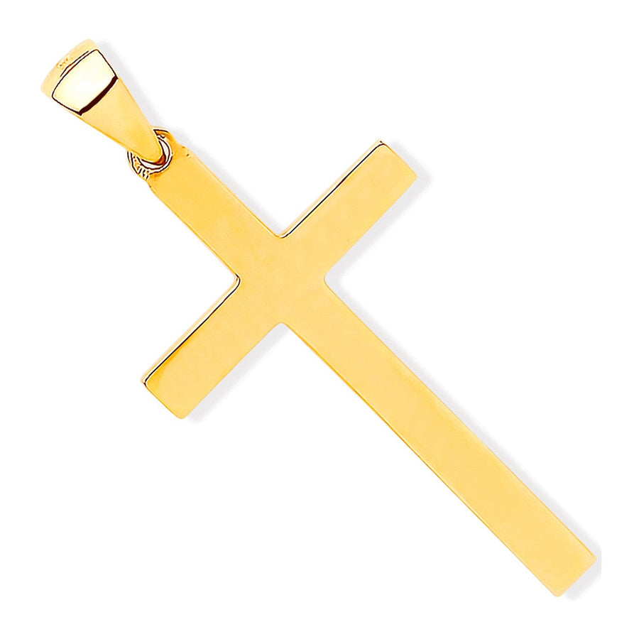 Polished Solid Cross Pendant Necklace in 9ct Yellow Gold 6.1g - My Jewel World