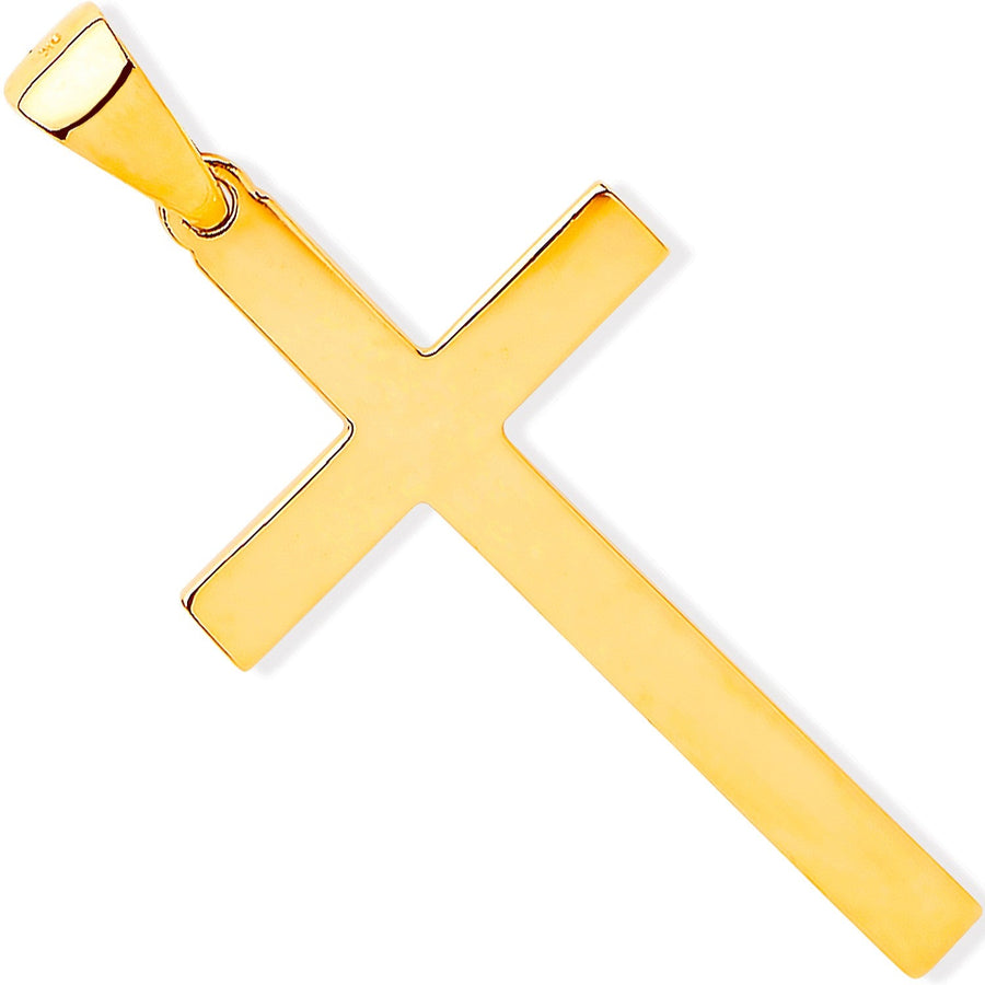 Polished Solid Cross Pendant Necklace in 9ct Yellow Gold 9.8g - My Jewel World