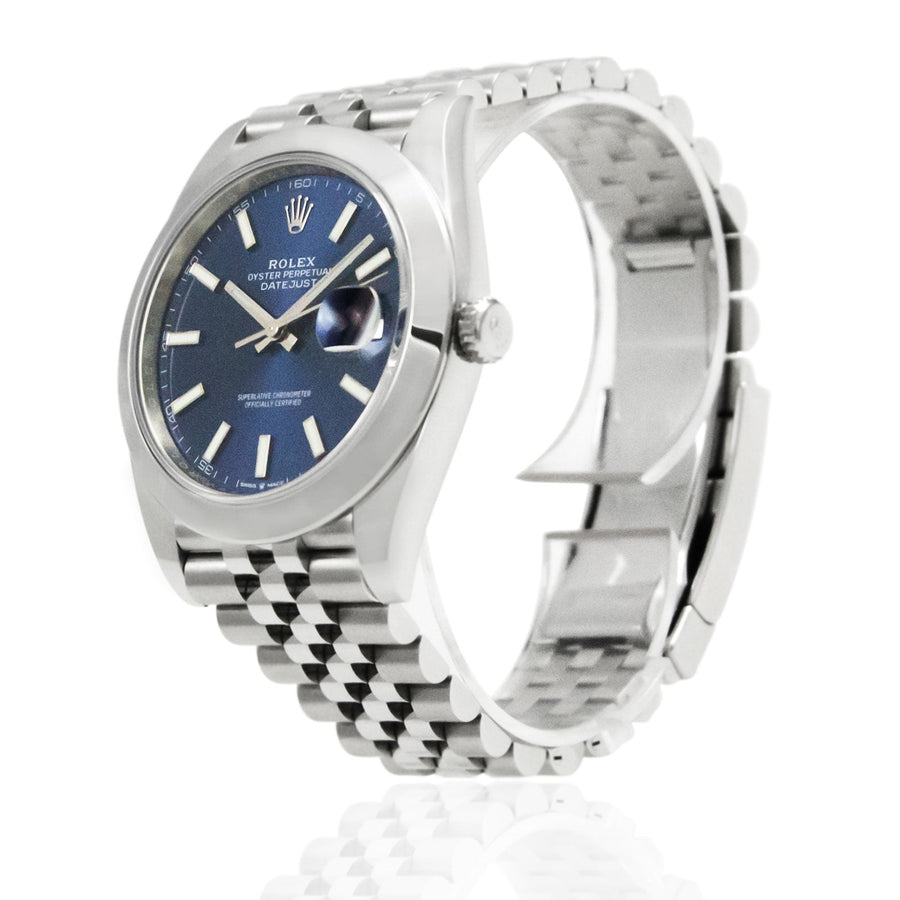 Pre-Owned Rolex DateJust Blue Baton Dial Stainless Steel Ref: 126300 - My Jewel World