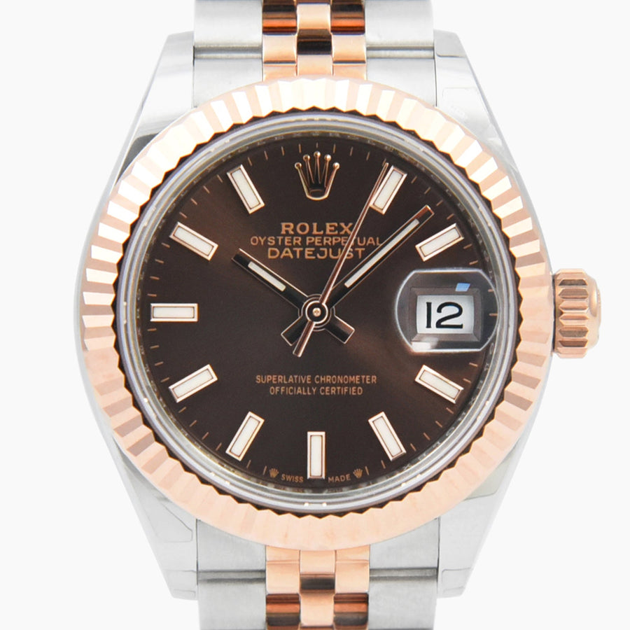 Rolex DateJust Chocolate Dial Stainless 18K Rose Gold Ref