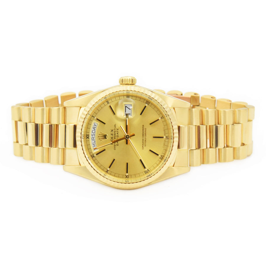 Rolex Day-Date Champagne Dial 18K Yellow Gold Ref: 18038 - My Jewel World