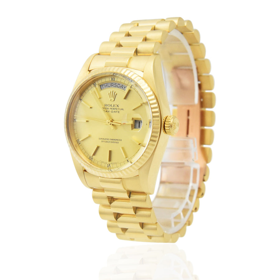 Rolex Day-Date Champagne Dial 18K Yellow Gold Ref: 18038 - My Jewel World