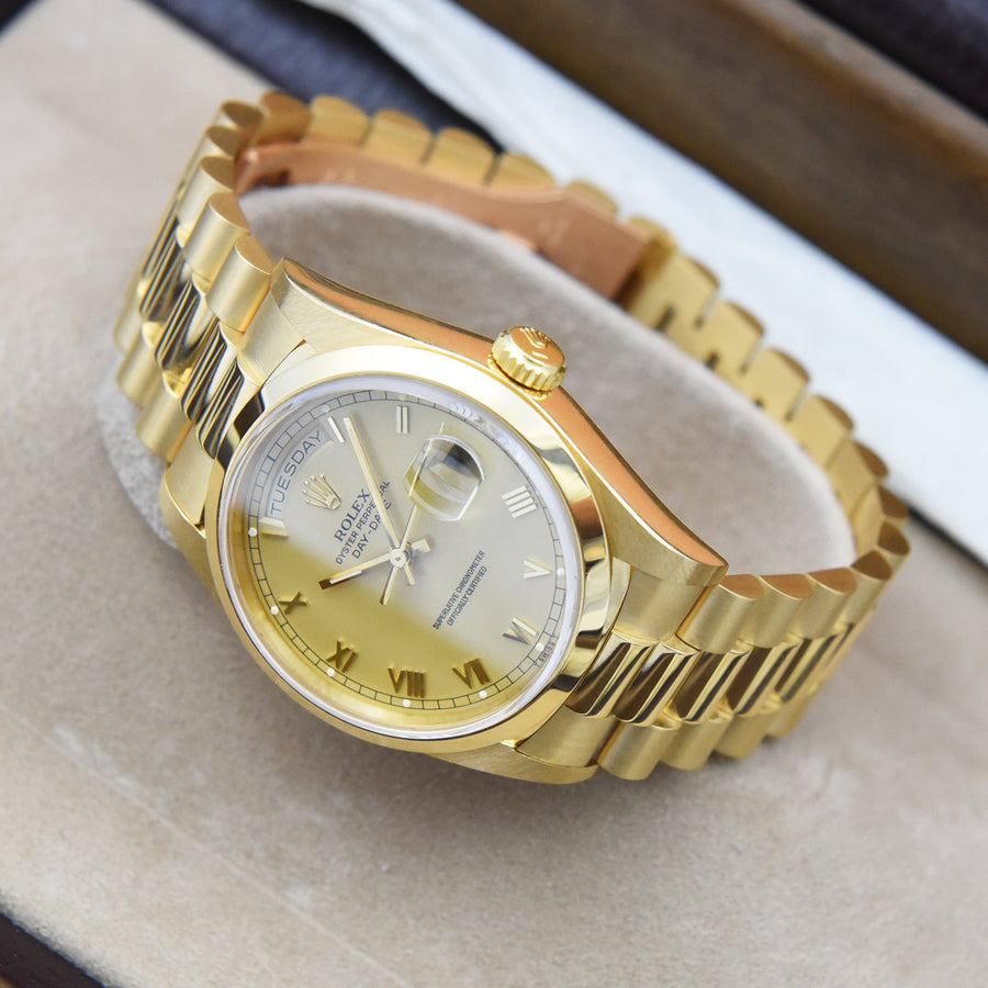 Rolex Day-Date Champagne Dial 18K Yellow Gold Ref: 18208 - My Jewel World