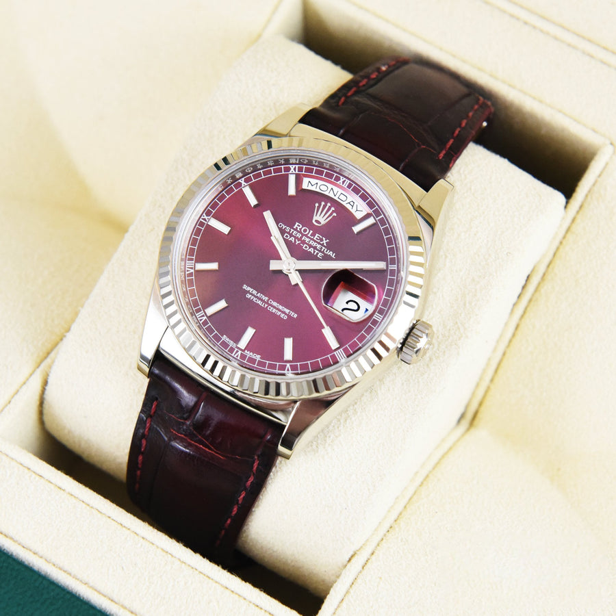 Rolex Day-Date Cherry Dial Leather Ref: 118139 - My Jewel World