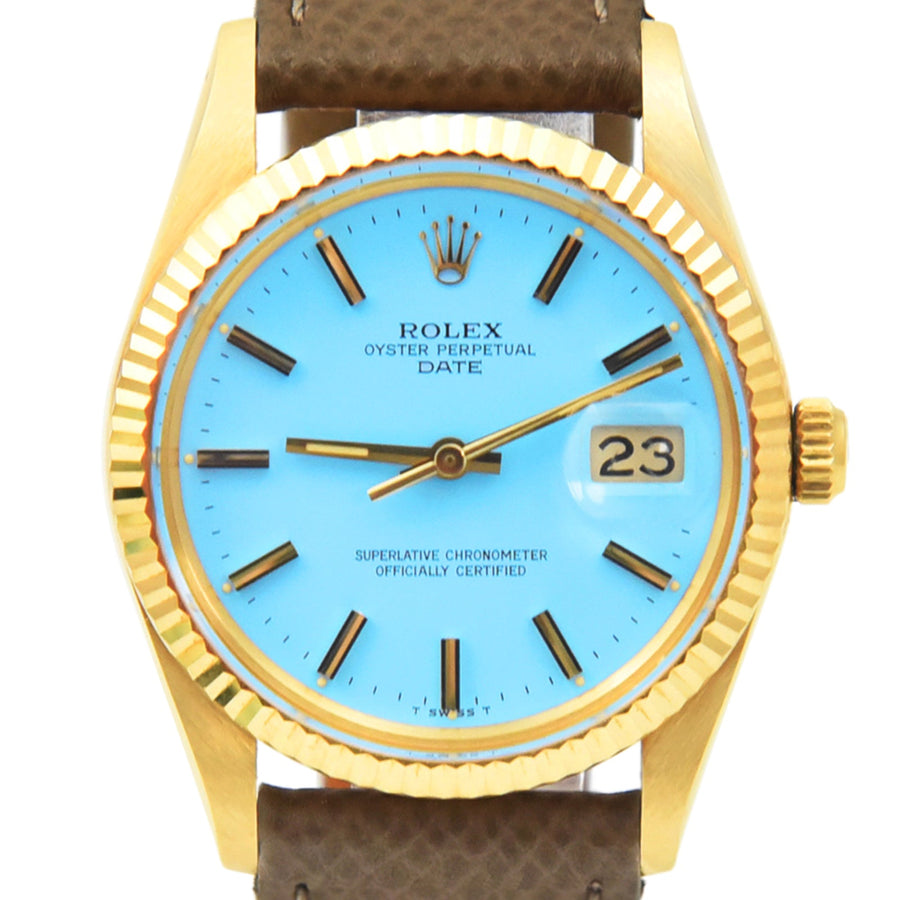 Rolex Oyster Perpetual Date Blue Dial Leather Ref: 50519 - My Jewel World