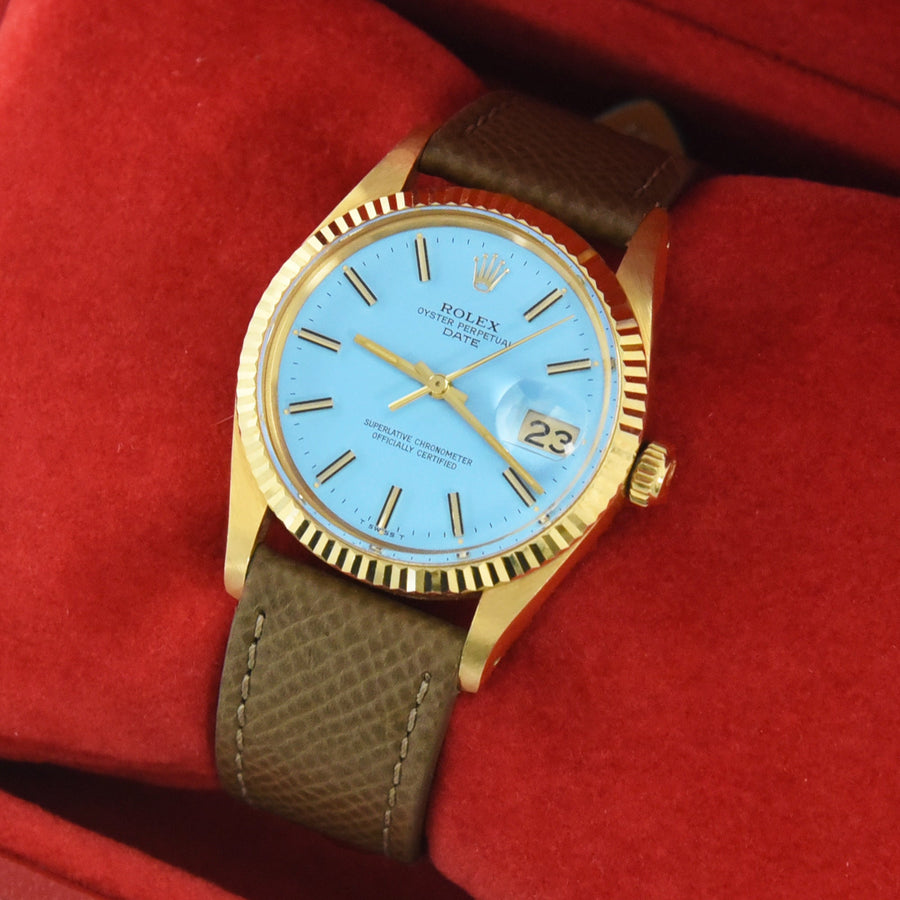 Rolex Oyster Perpetual Date Blue Dial Leather Ref: 50519 - My Jewel World