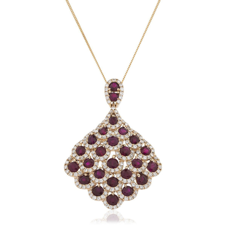 Ruby & Diamond Drop Necklace 3.50ct F VS Quality in 18k Rose Gold - My Jewel World