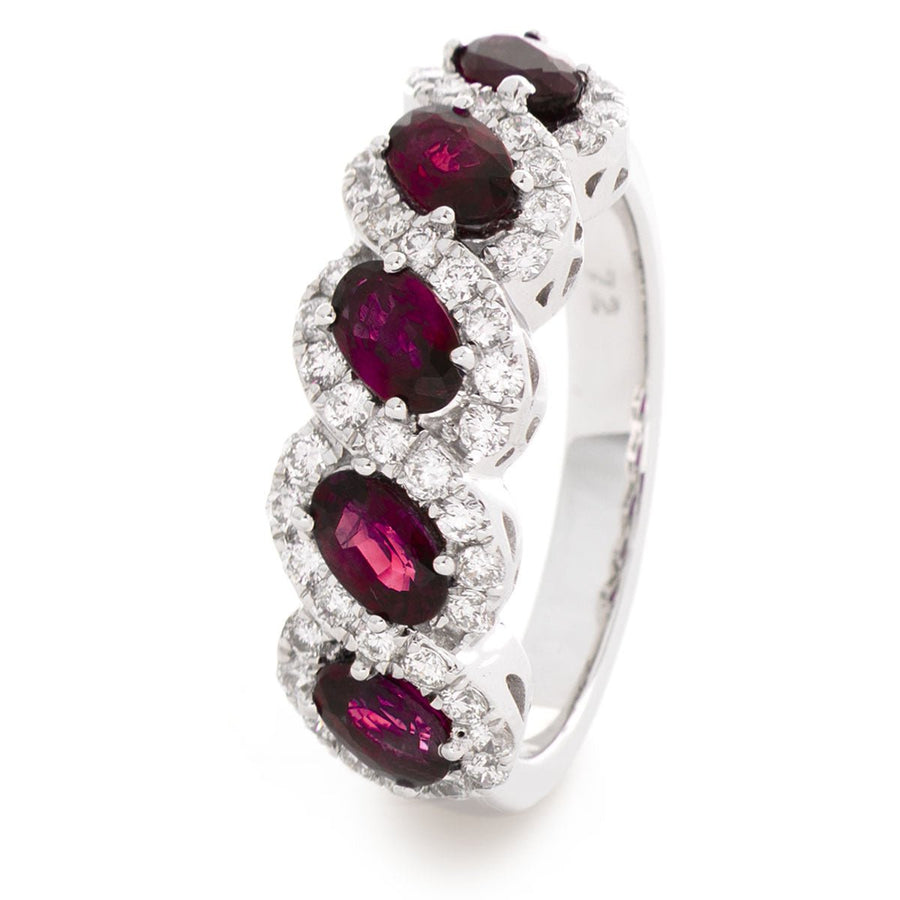 Ruby & Diamond Fancy Ring 2.25ct F-VS Quality in 18k White Gold - My Jewel World