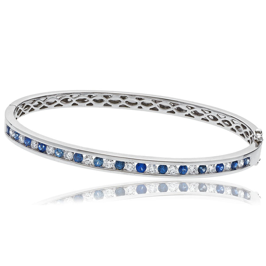 Sapphire & Diamond Bangle 1.95ct F VS Quality in 18k White Gold - My Jewel World