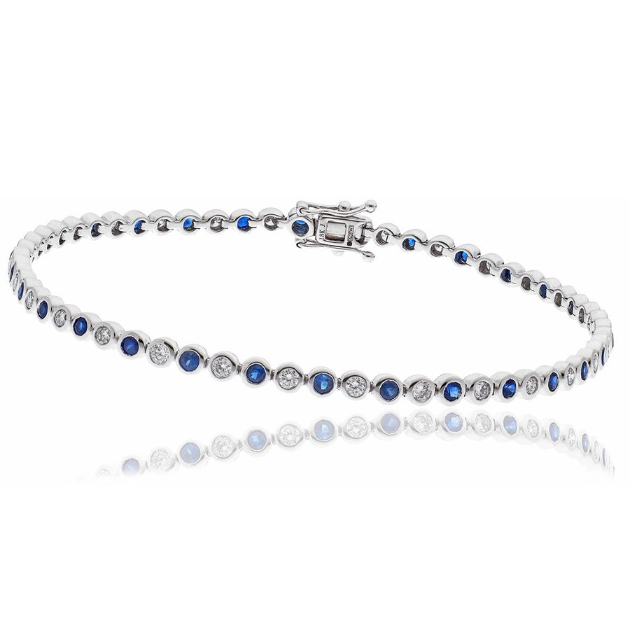 Sapphire & Diamond Tennis Bracelet 2.25ct F VS Quality in 18k White Gold - My Jewel World
