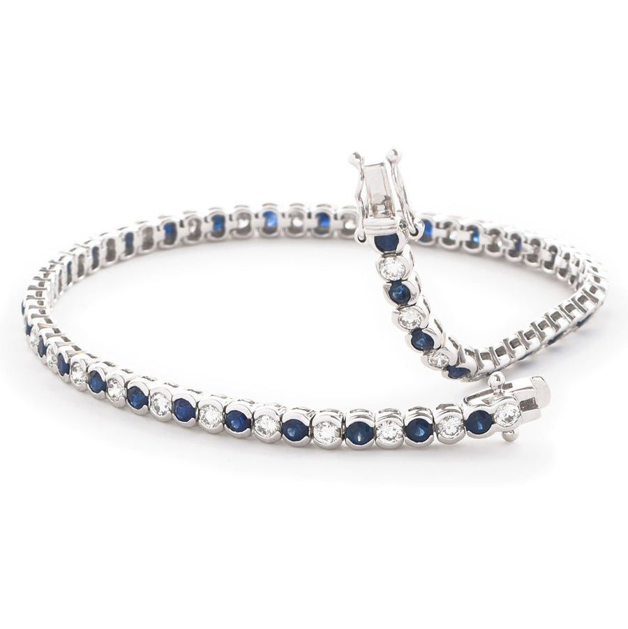 Sapphire & Diamond Tennis Bracelet 4.50ct F VS Quality in 18k White Gold - My Jewel World