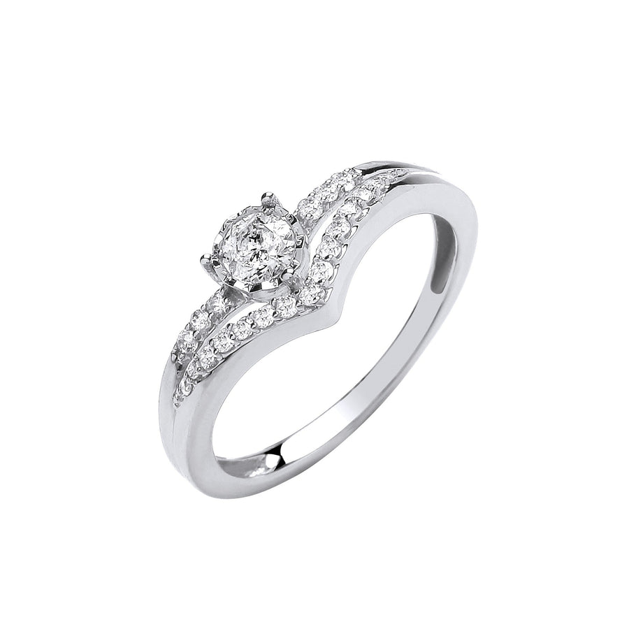 Sidestone Diamond Engagement Ring 0.33ct H-SI Quality in 9K White Gold - My Jewel World