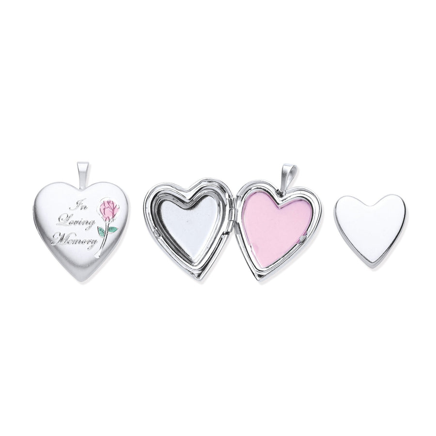 Silver Heart Shaped In Loving Memory Cremation Locket Pendant Necklace - My Jewel World