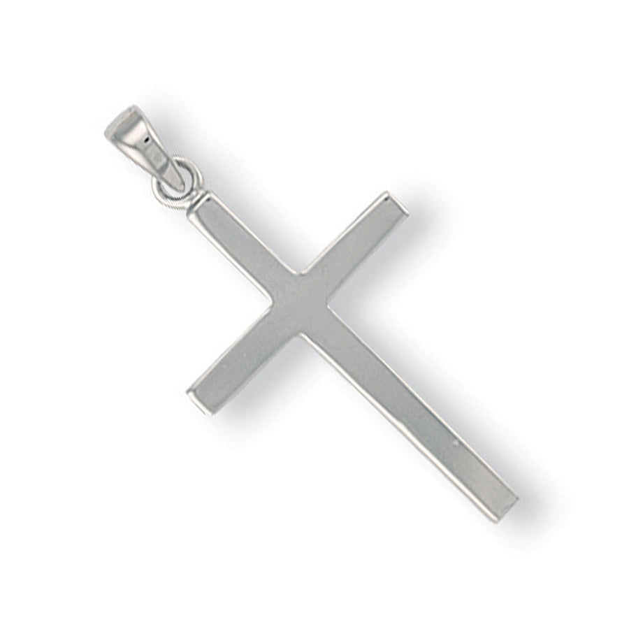 Solid Cross Pendant Necklace in 9ct White Gold 1.7g - My Jewel World