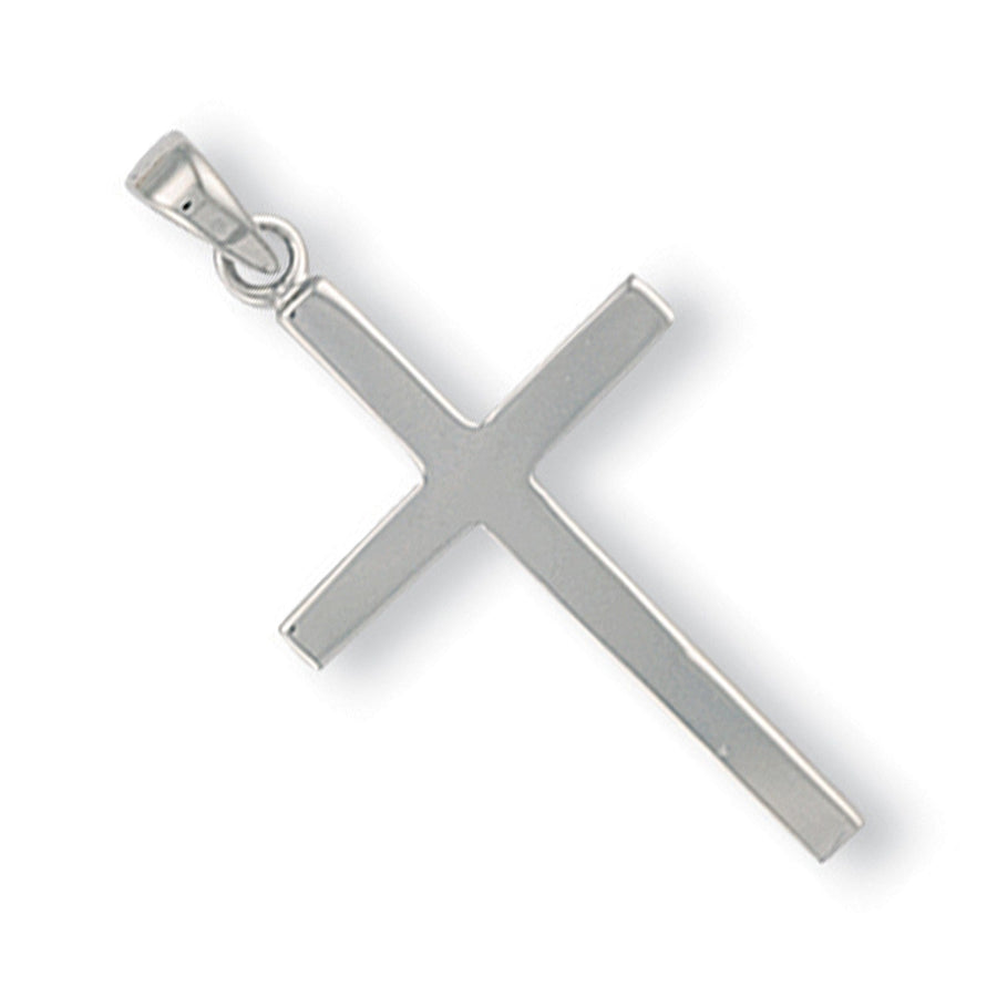 Solid Cross Pendant Necklace in 9ct White Gold 3.7g - My Jewel World