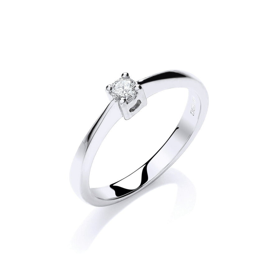 Solitaire Diamond Engagement Ring 0.10ct H-SI in 9K White Gold - My Jewel World
