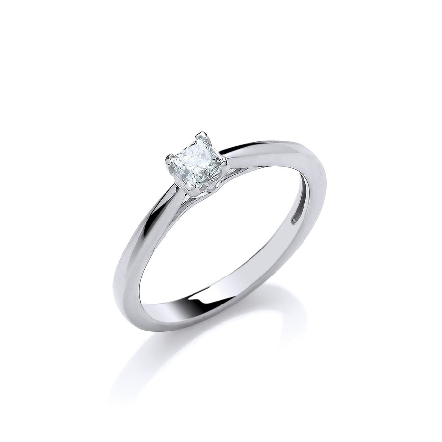 Solitaire Diamond Engagement Ring 0.25ct H-SI in 18K White Gold - My Jewel World