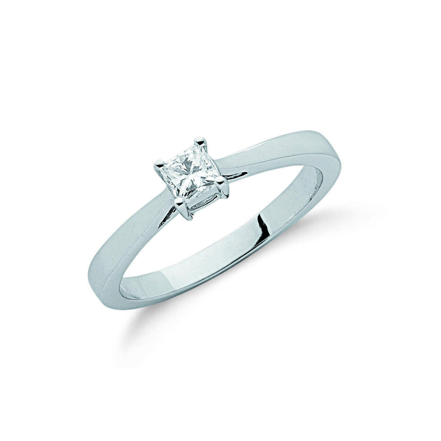 Solitaire Diamond Engagement Ring 0.25ct H-SI in 9K White Gold - My Jewel World