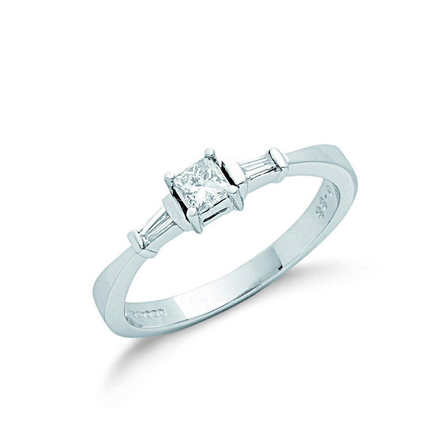 Solitaire Diamond Engagement Ring 0.33ct H-SI in 9K White Gold - My Jewel World