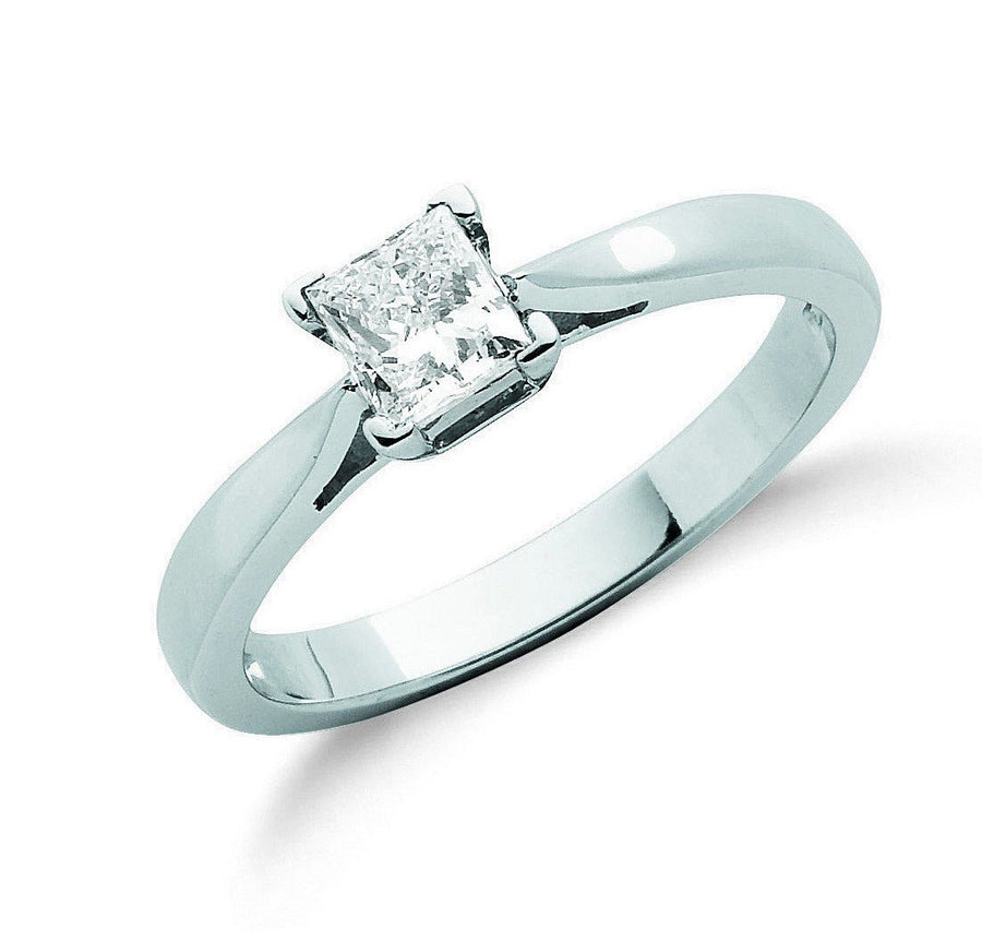 Solitaire Diamond Engagement Ring 0.50ct H-SI in 18K White Gold - My Jewel World