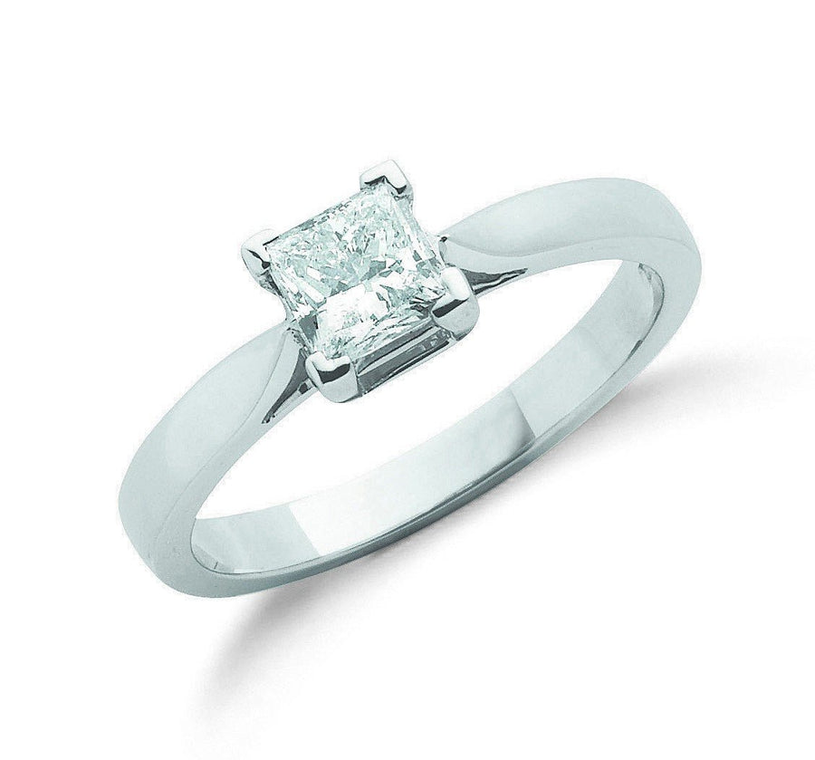 Solitaire Diamond Engagement Ring 0.70ct H-SI in 18K White Gold - My Jewel World