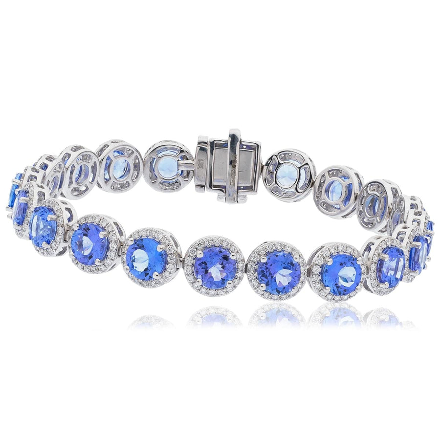 Tanzanite & Diamond Bracelet 20.45ct F VS Quality in 18k White Gold - My Jewel World