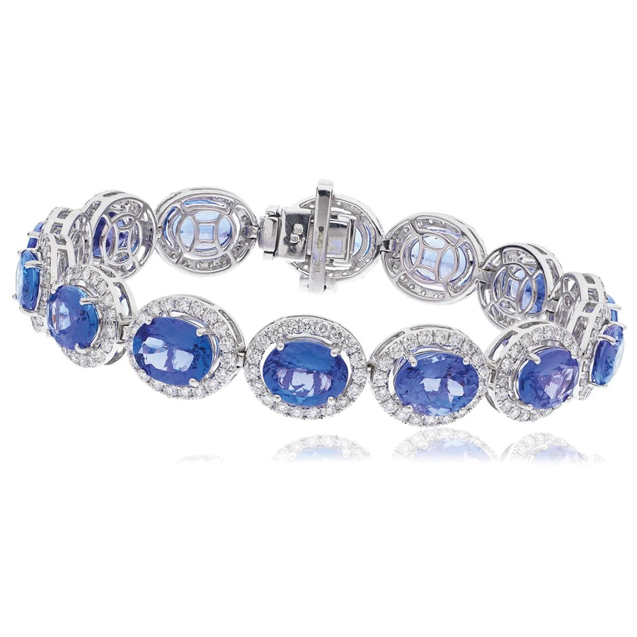 Tanzanite & Diamond Bracelet 22.70ct F VS Quality in 18k White Gold - My Jewel World