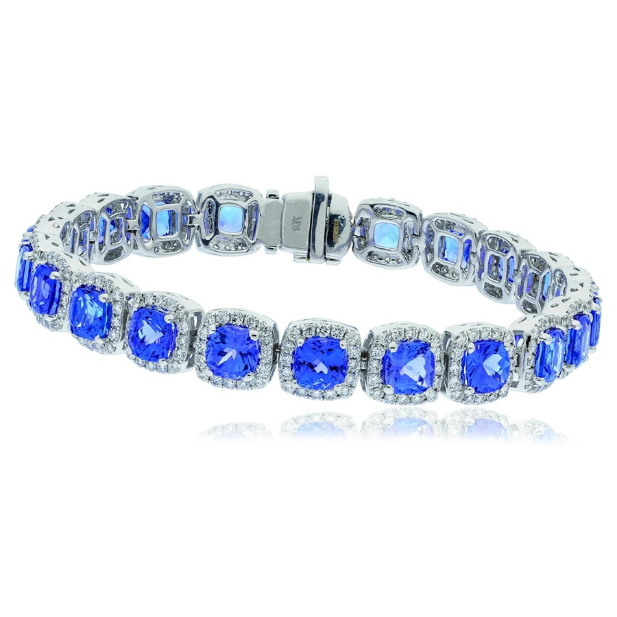 Tanzanite & Diamond Bracelet 23.20ct F VS Quality in 18k White Gold - My Jewel World