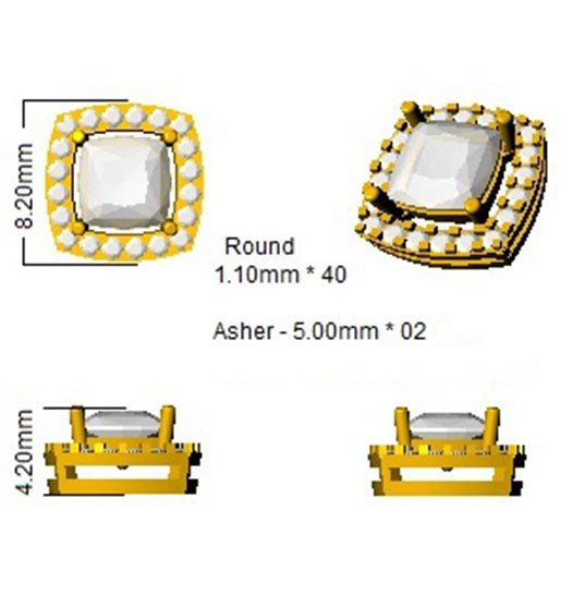 Tanzanite & Diamond Cushion Cluster Earrings 2.05ct in 18k White Gold - My Jewel World
